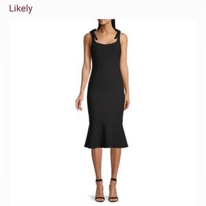 Likely Ellery Fluted Hem Midi Dress Black